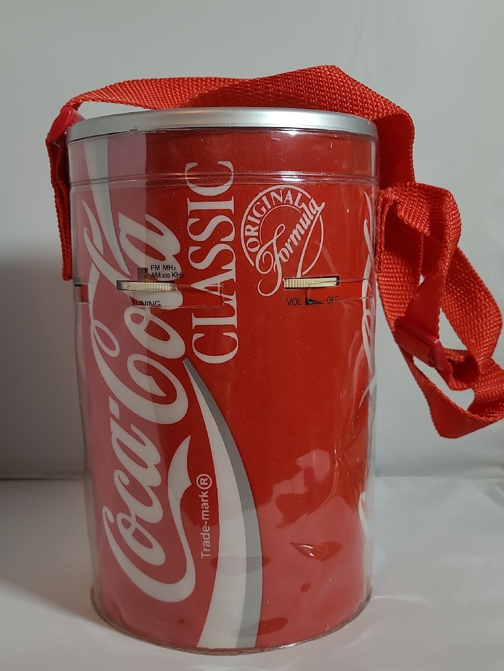 Vintage Coca-Cola RadioRed Cylindrical Can Bag AM/FM